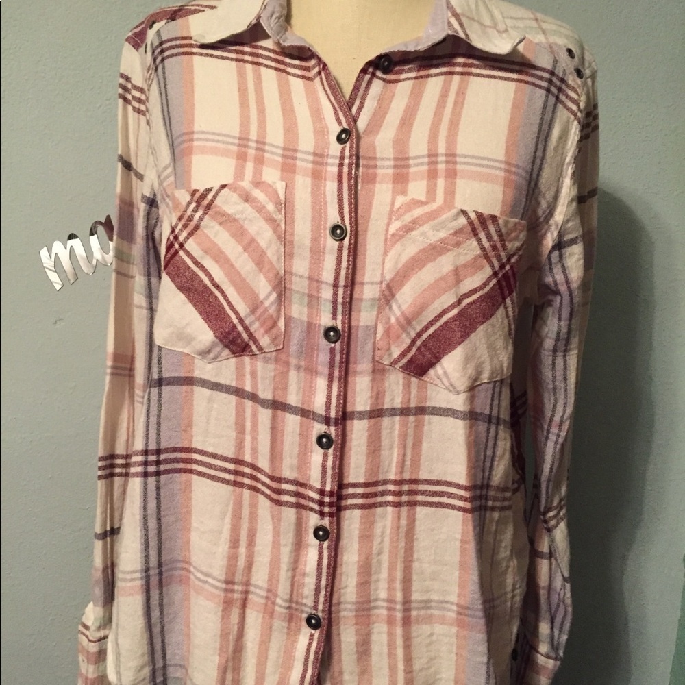 Free people oversized long sleeve blouse size XS
